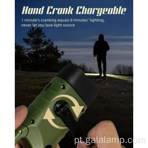 Lanterna LED de manivela e energia solar